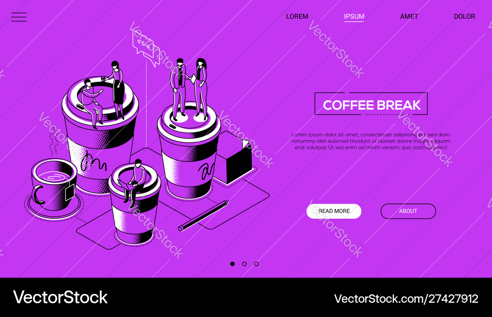 Coffee break - line design style isometric web Vector Image