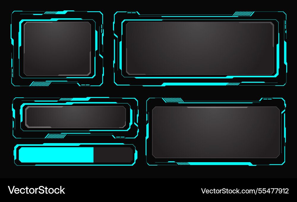 Hud frames blue user interface elements design Hud frames blue user interface elements design vector image