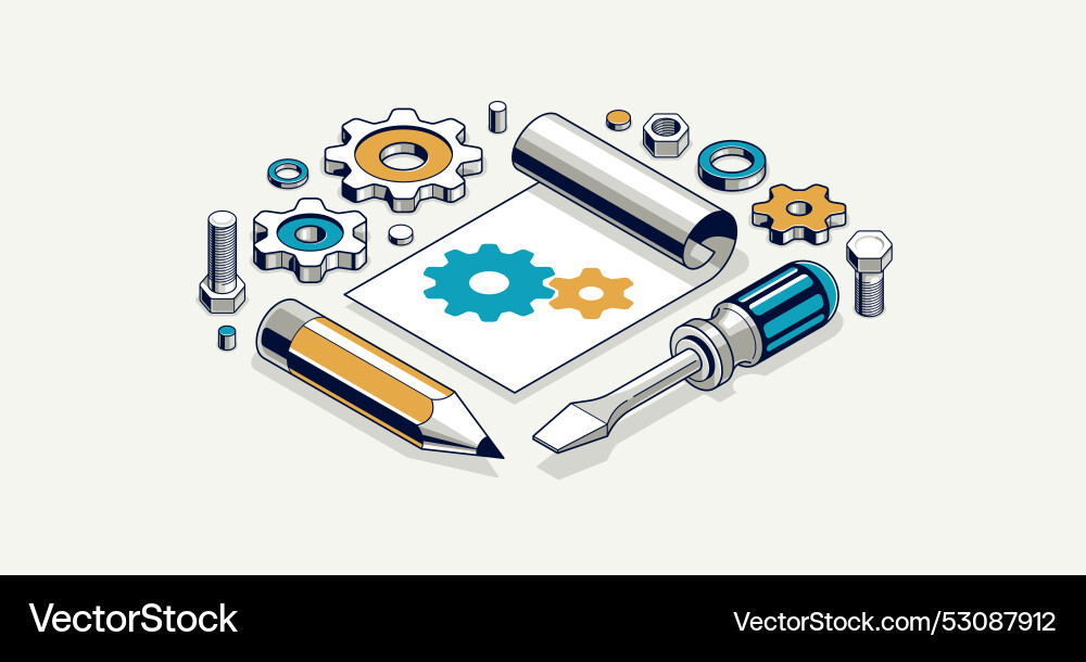 Mechanical engineering project in embodiment Mechanical engineering project in embodiment vector image