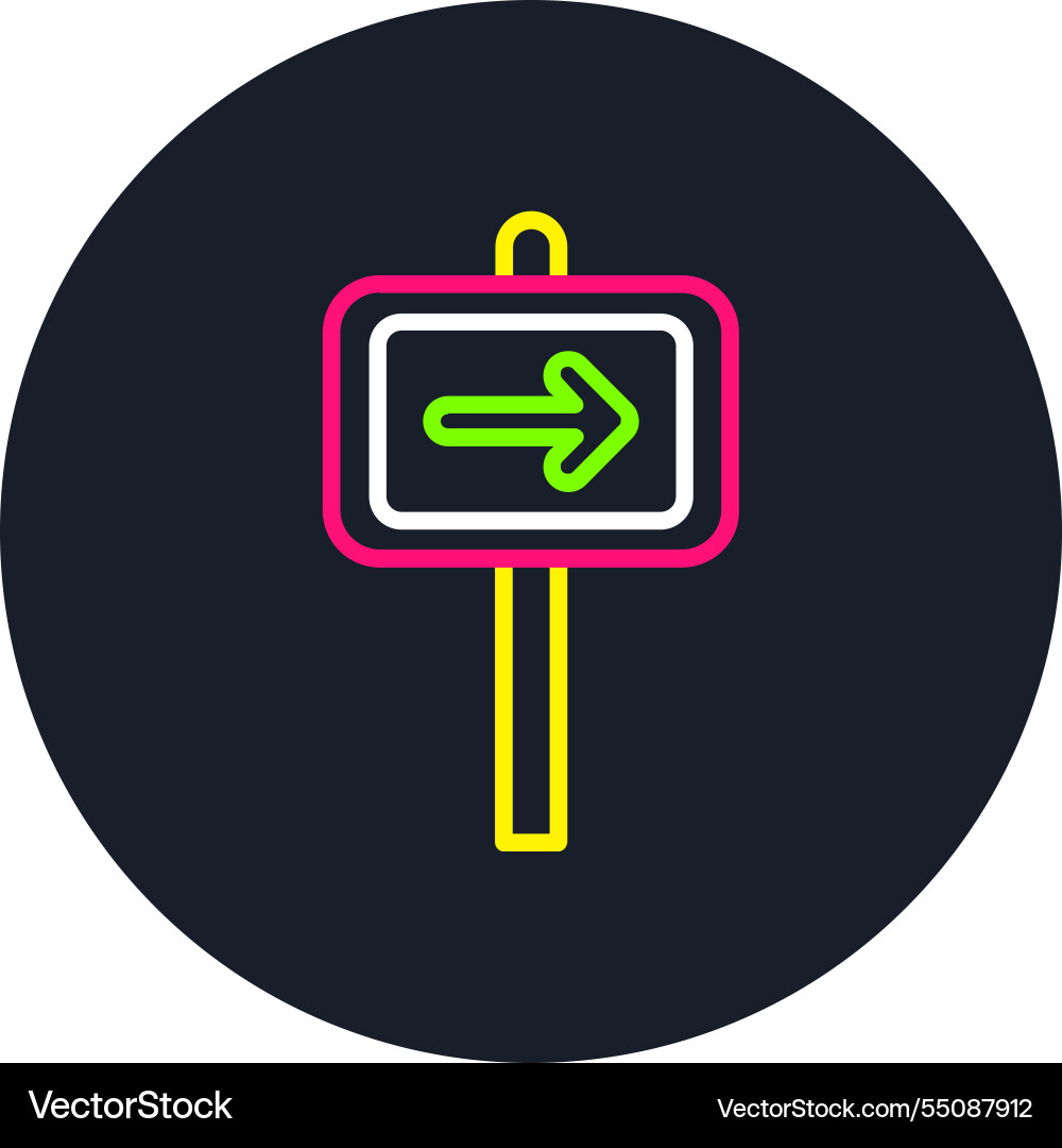One way line multi color icon Vector Image