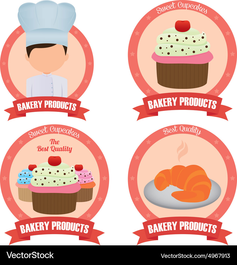 Abstract bakery objects on a white background Vector Image