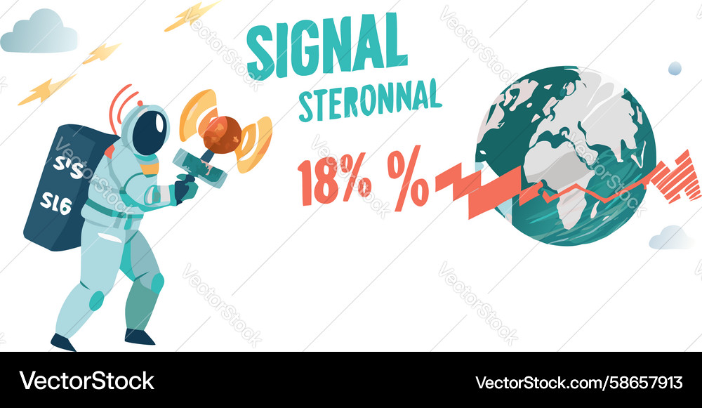 Astronaut Monitoring Space Signal Vector Image