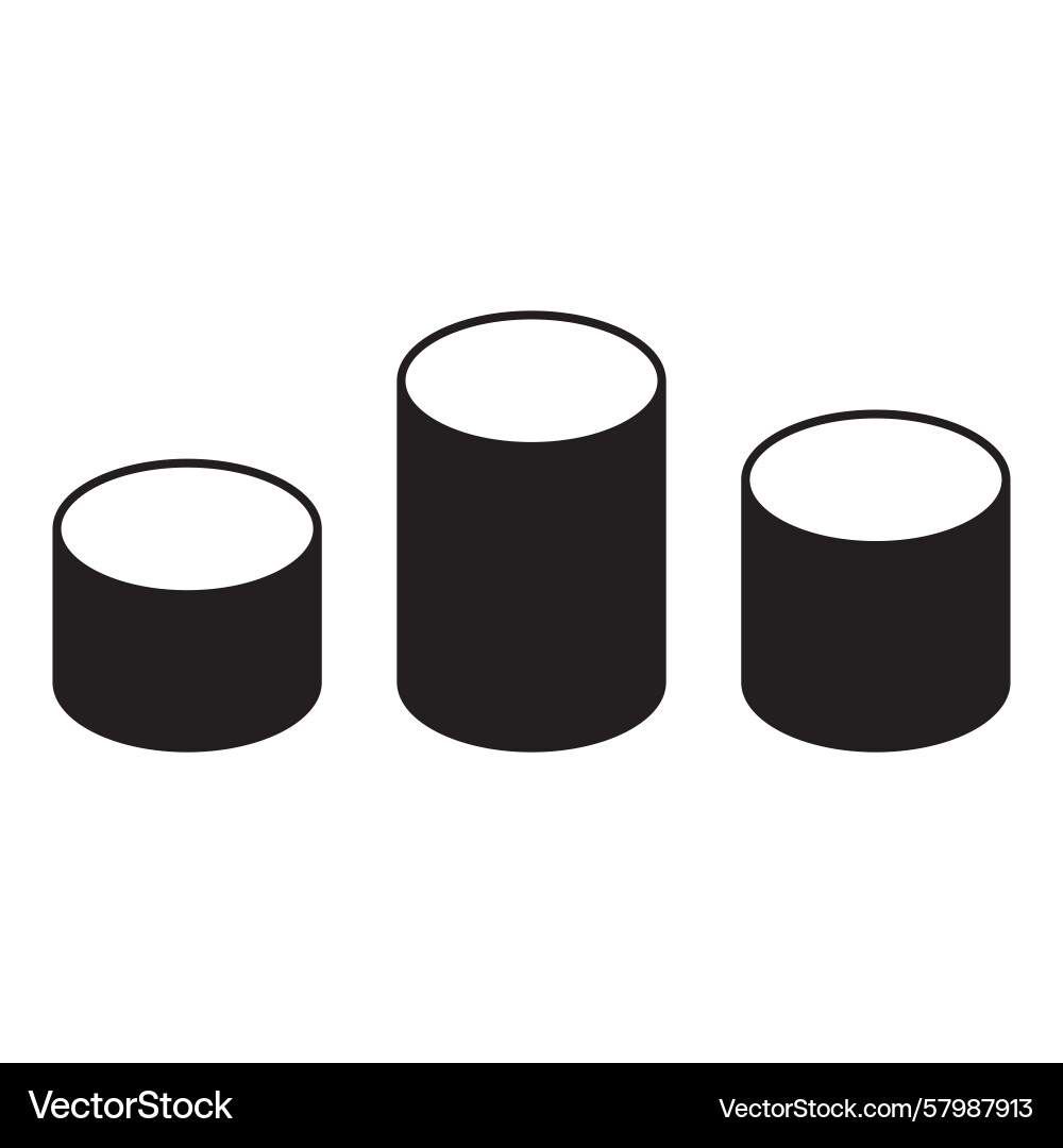 Cylinder bar chart three rounded columns minimal Vector Image