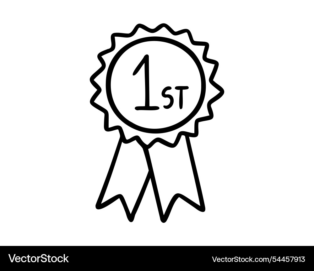First place winner reward rosette hand drawn First place winner reward rosette hand drawn vector image