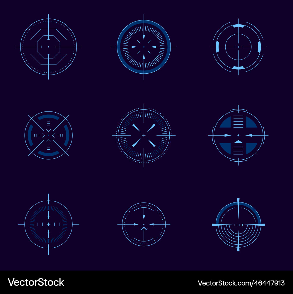 Futuristic aim pointer circle hud user interface Futuristic aim pointer circle hud user interface vector image