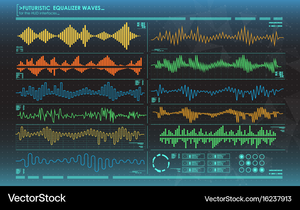 Futuristic equalizer waves for the hud interfaces vector image