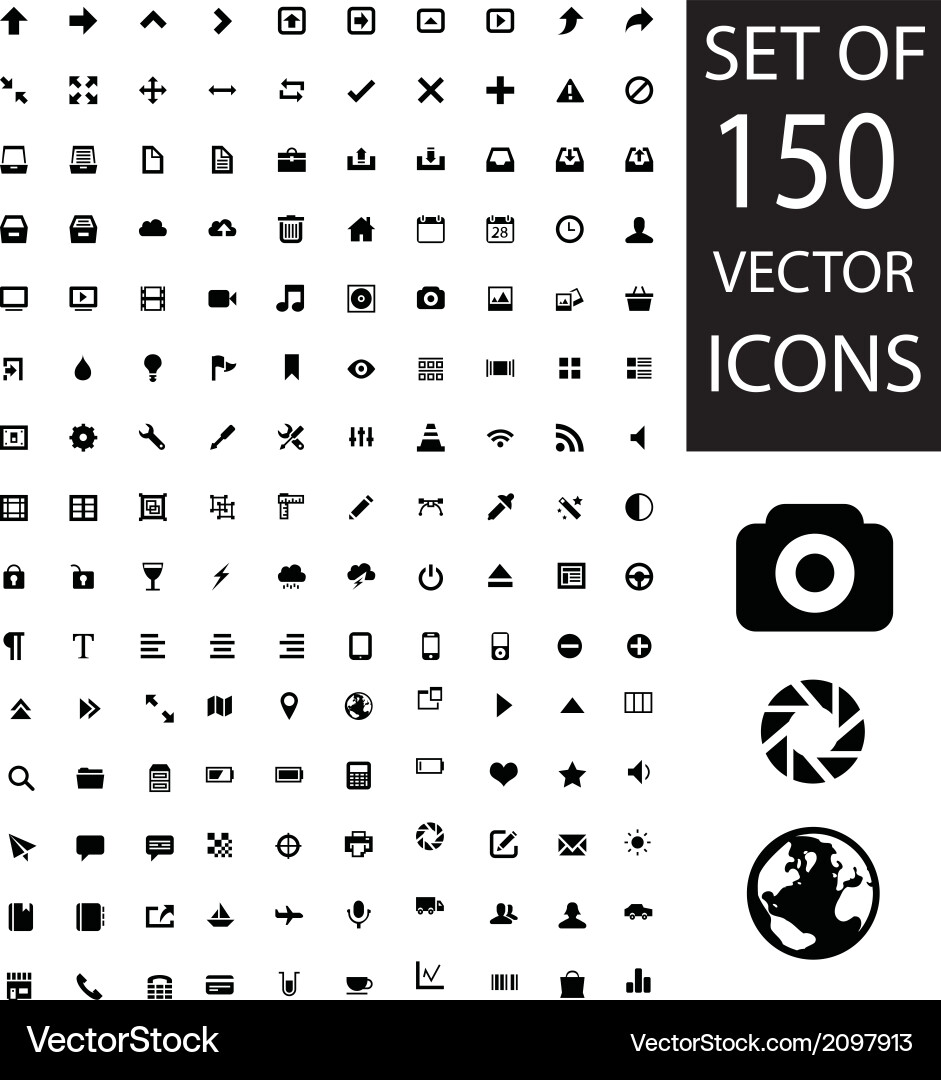 Icon Set - 150 Diverse Icons vector image