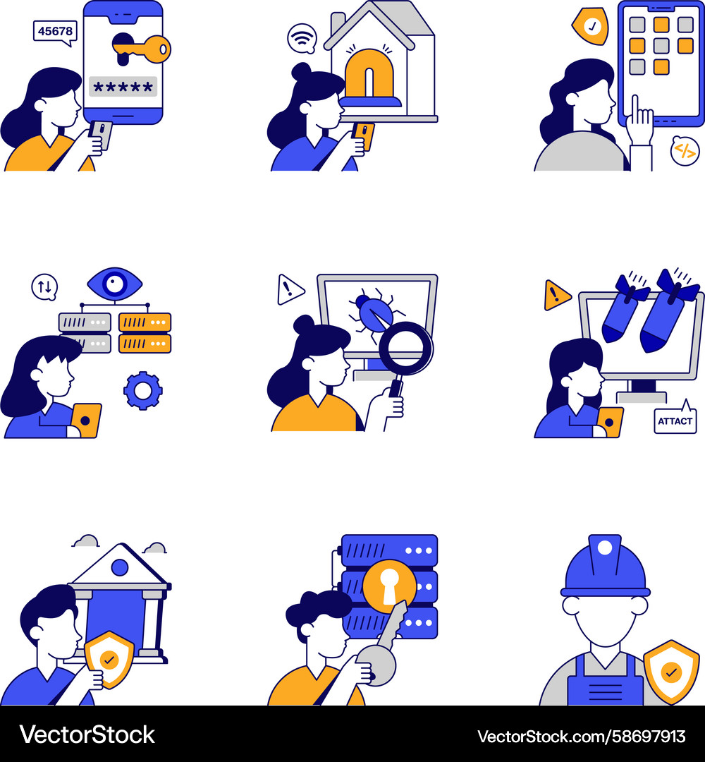Set of encryption flat icons Vector Image