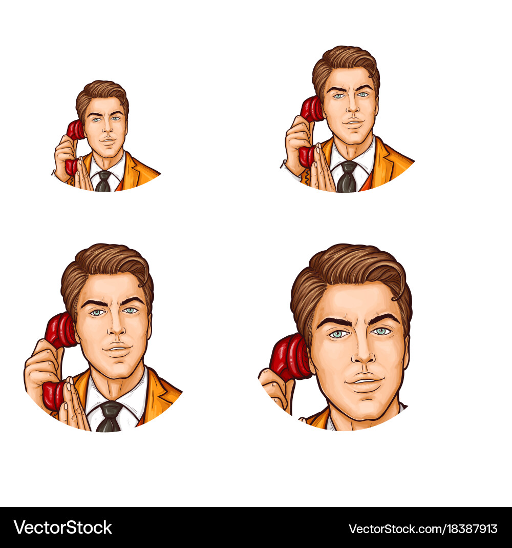 Set of pop art round avatar icon for users Vector Image