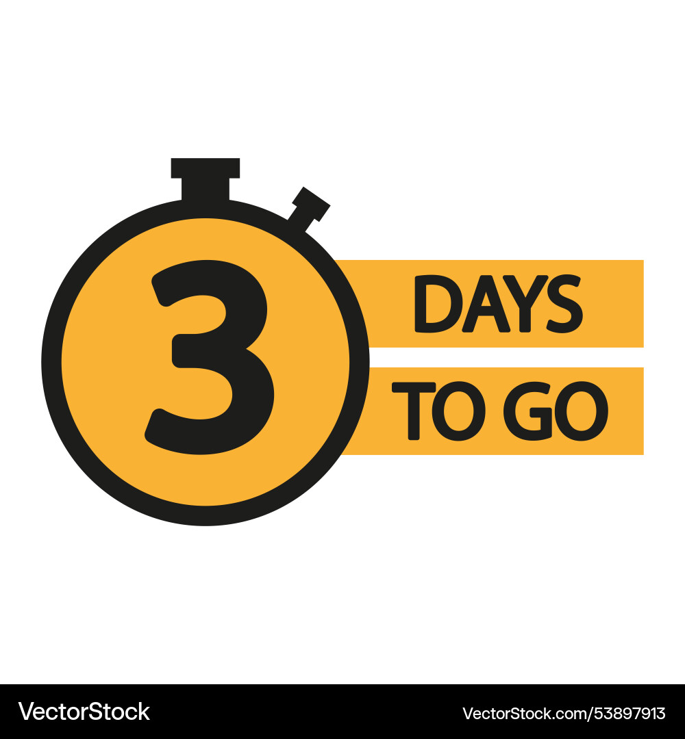 Stopwatch icon with number 3 countdown clock vector image
