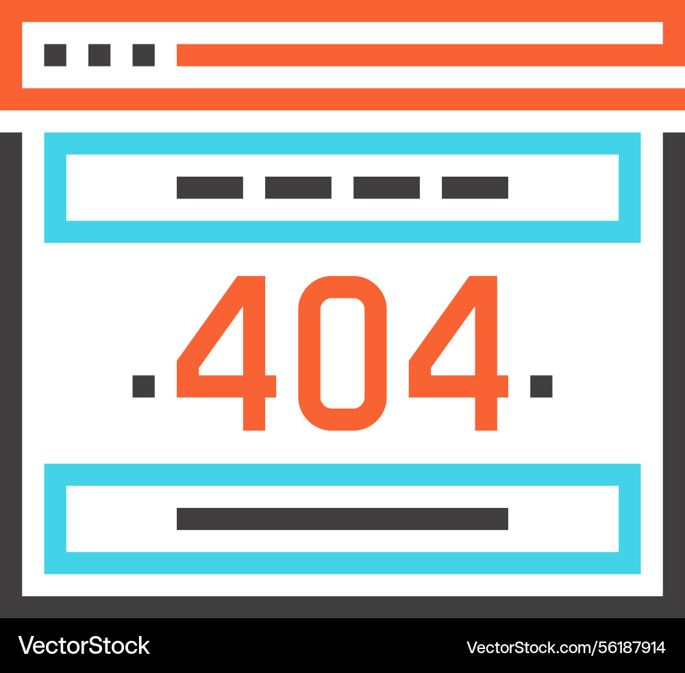 Error page flat line web icon concept Error page flat line web icon concept vector image