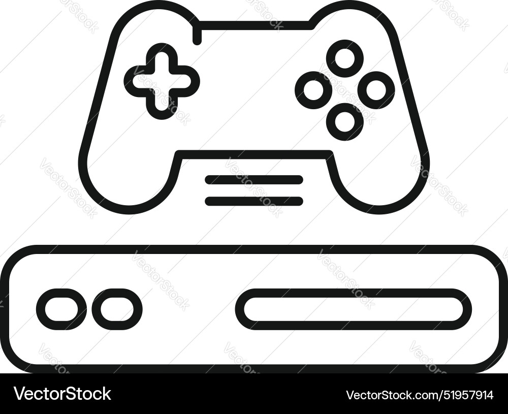 Game console with controller resting on top Vector Image