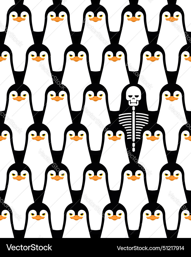 Penguin and skeleton pattern seamless flightless Vector Image