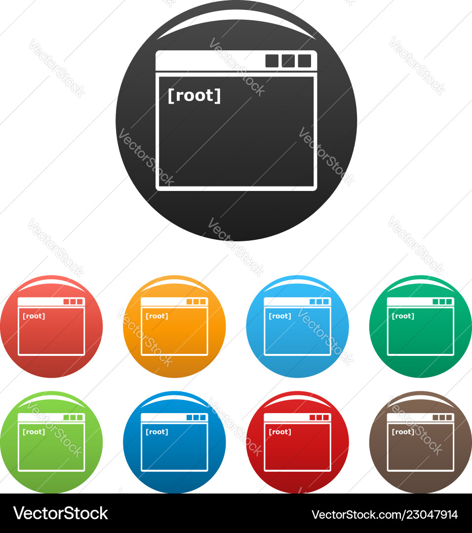Root window icons set color vector image
