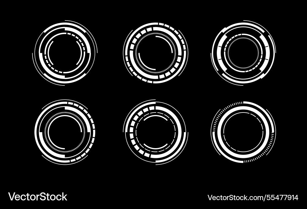 Set of sci fi white circle user interface Set of sci fi white circle user interface vector image