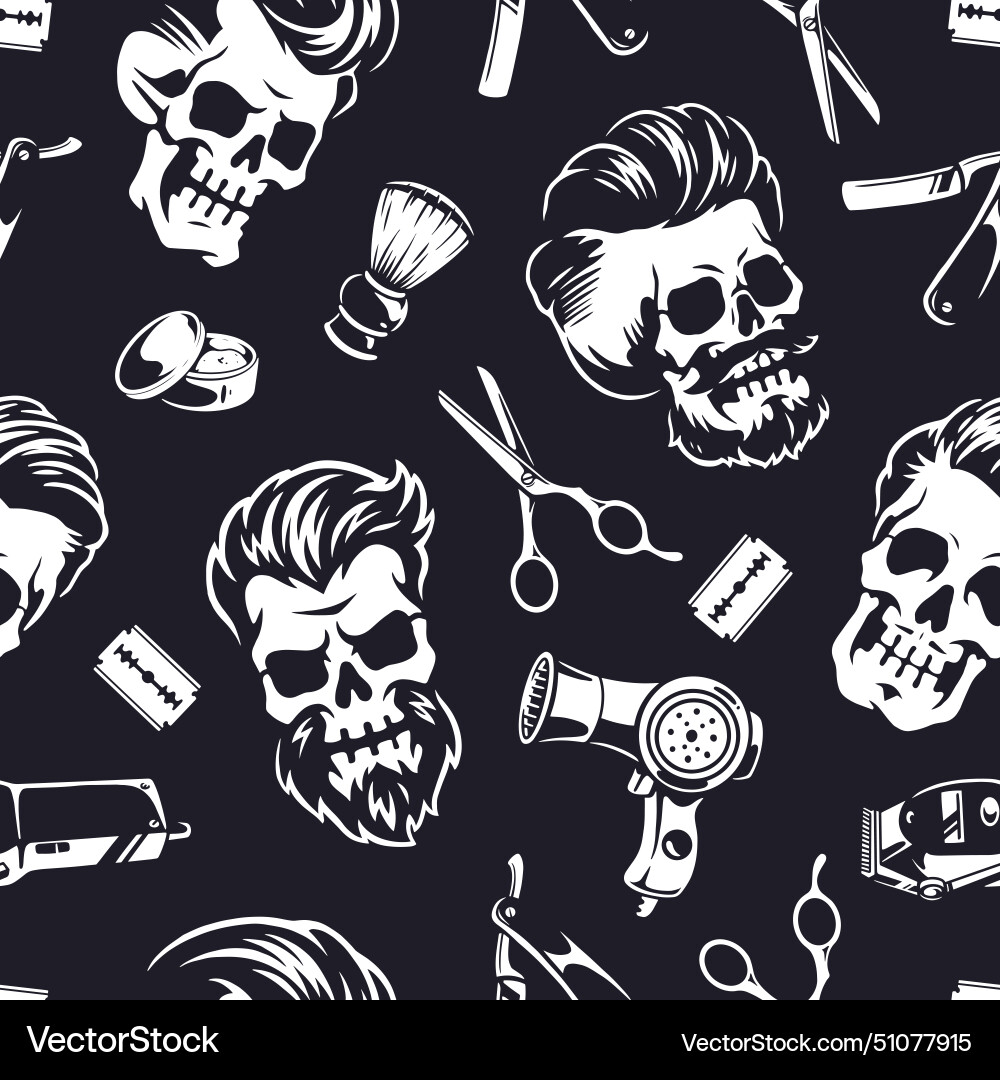 Barbershop vintage pattern seamless monochrome Vector Image