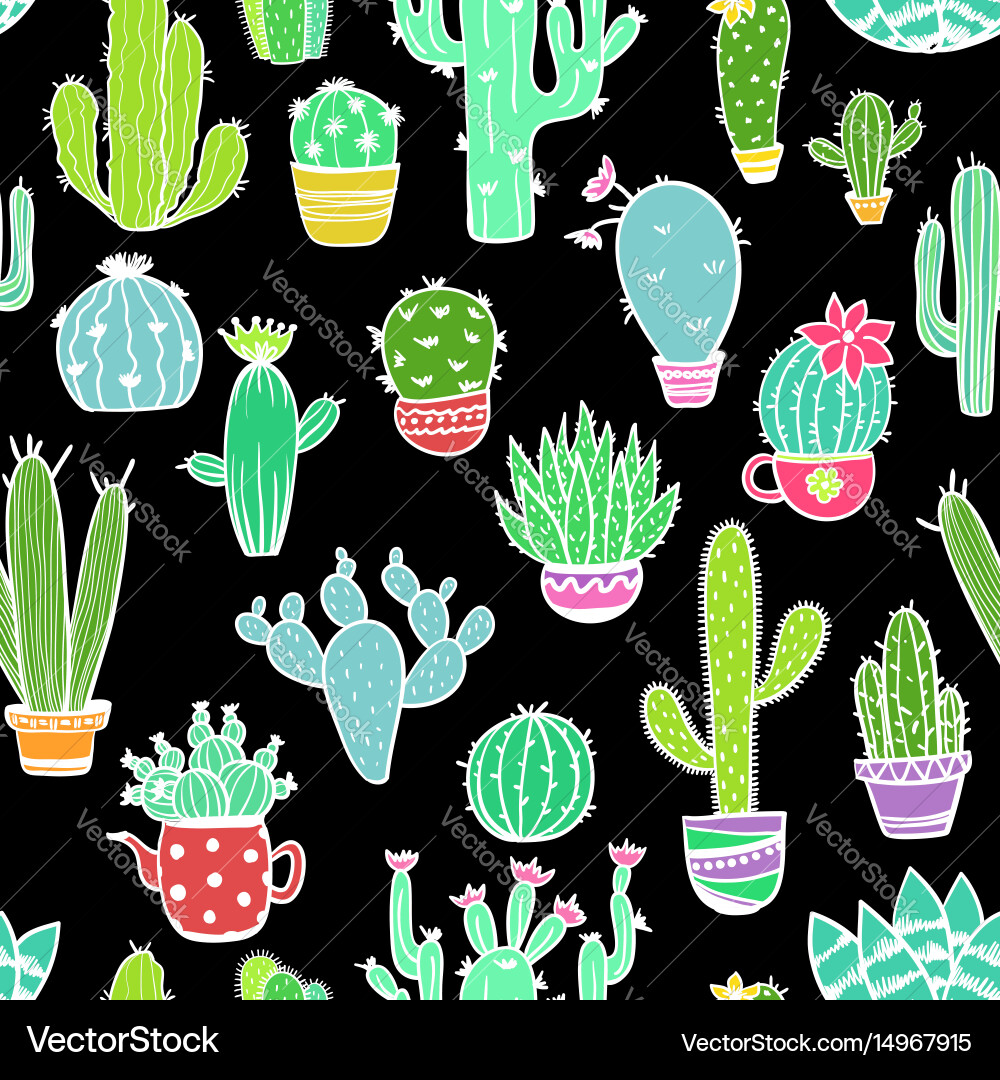 Charming Cactus Pattern vector image