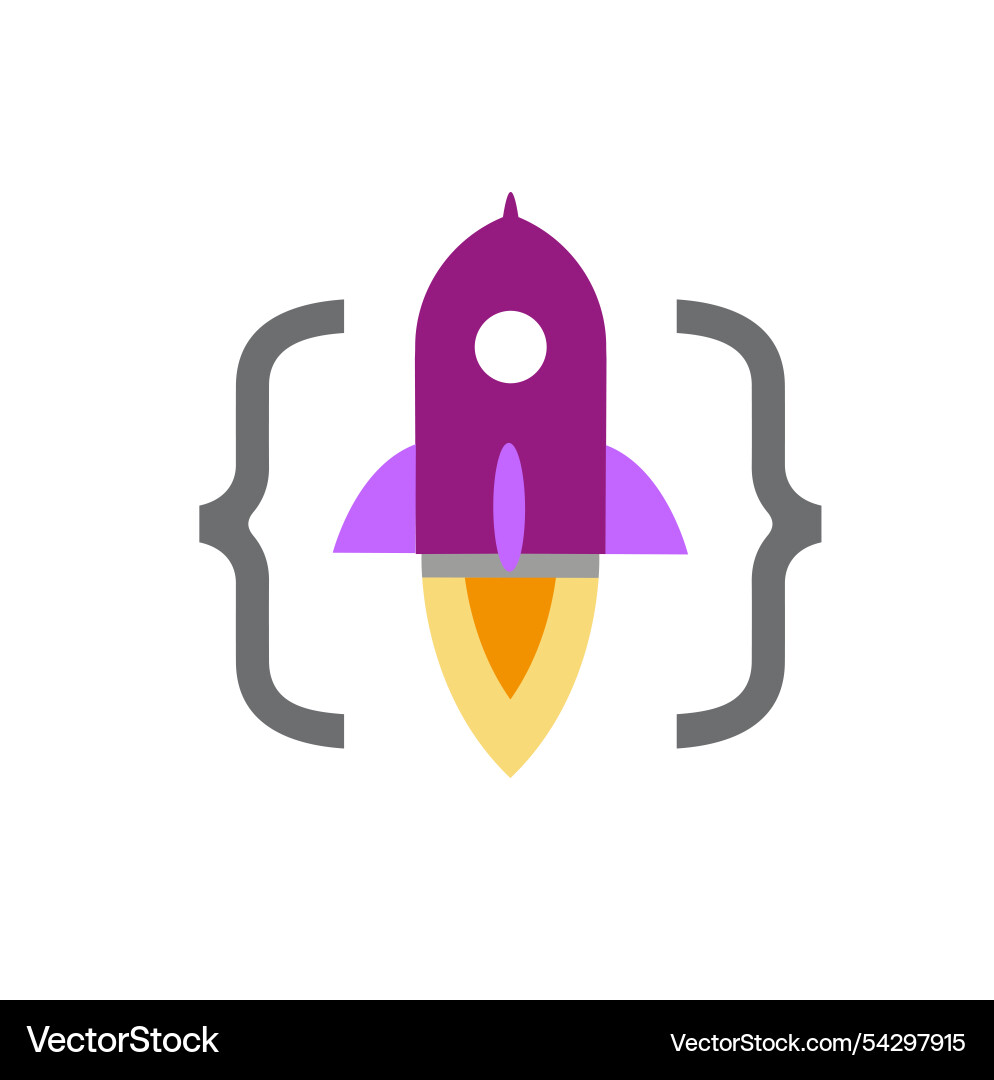 Code launch rocket logo symbol icon Code launch rocket logo symbol icon Vector Image