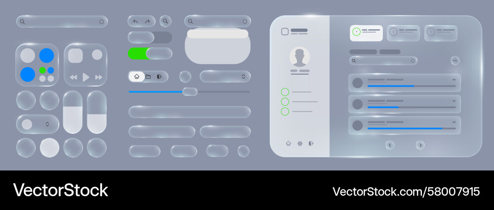 Glassmorphic UI Elements - Futuristic Vector Image
