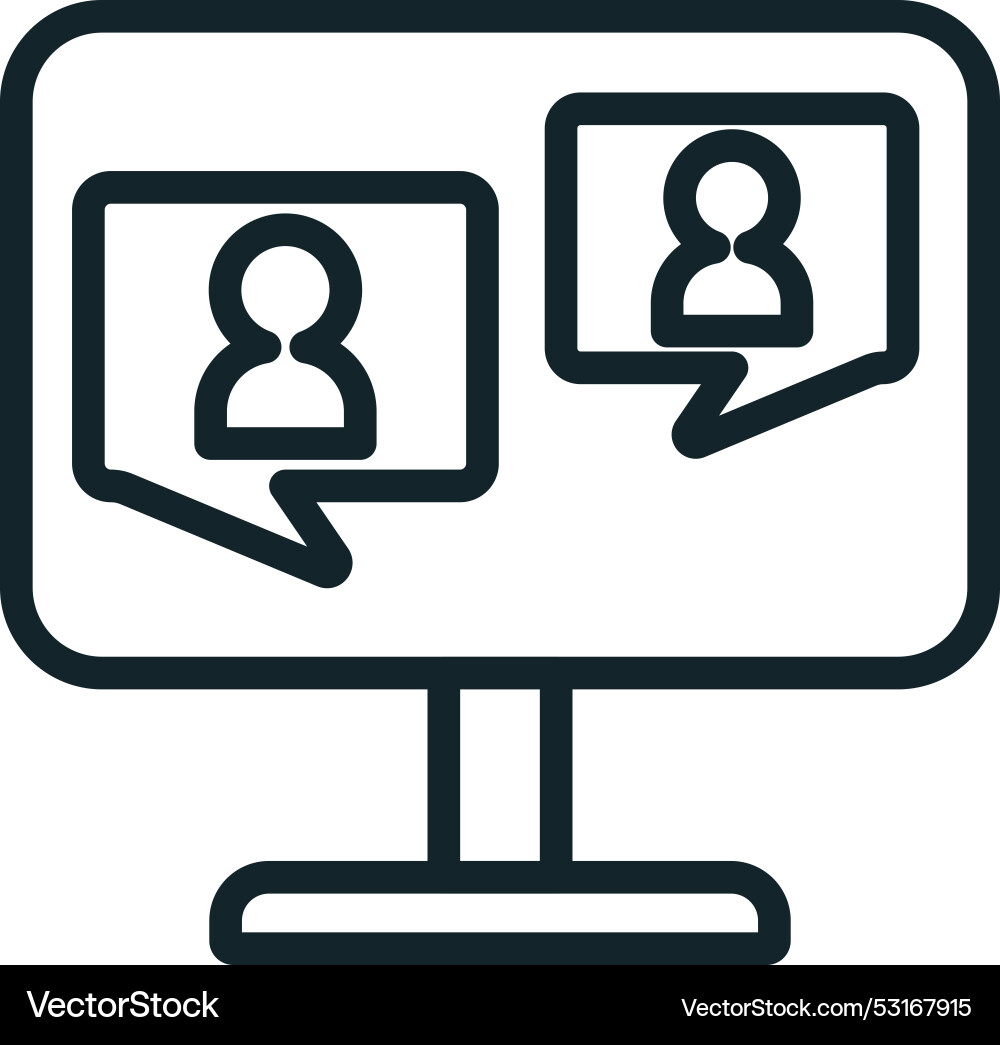 Online learning with computer showing speech Vector Image