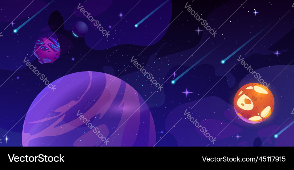 Outer space background with planets and stars Vector Image
