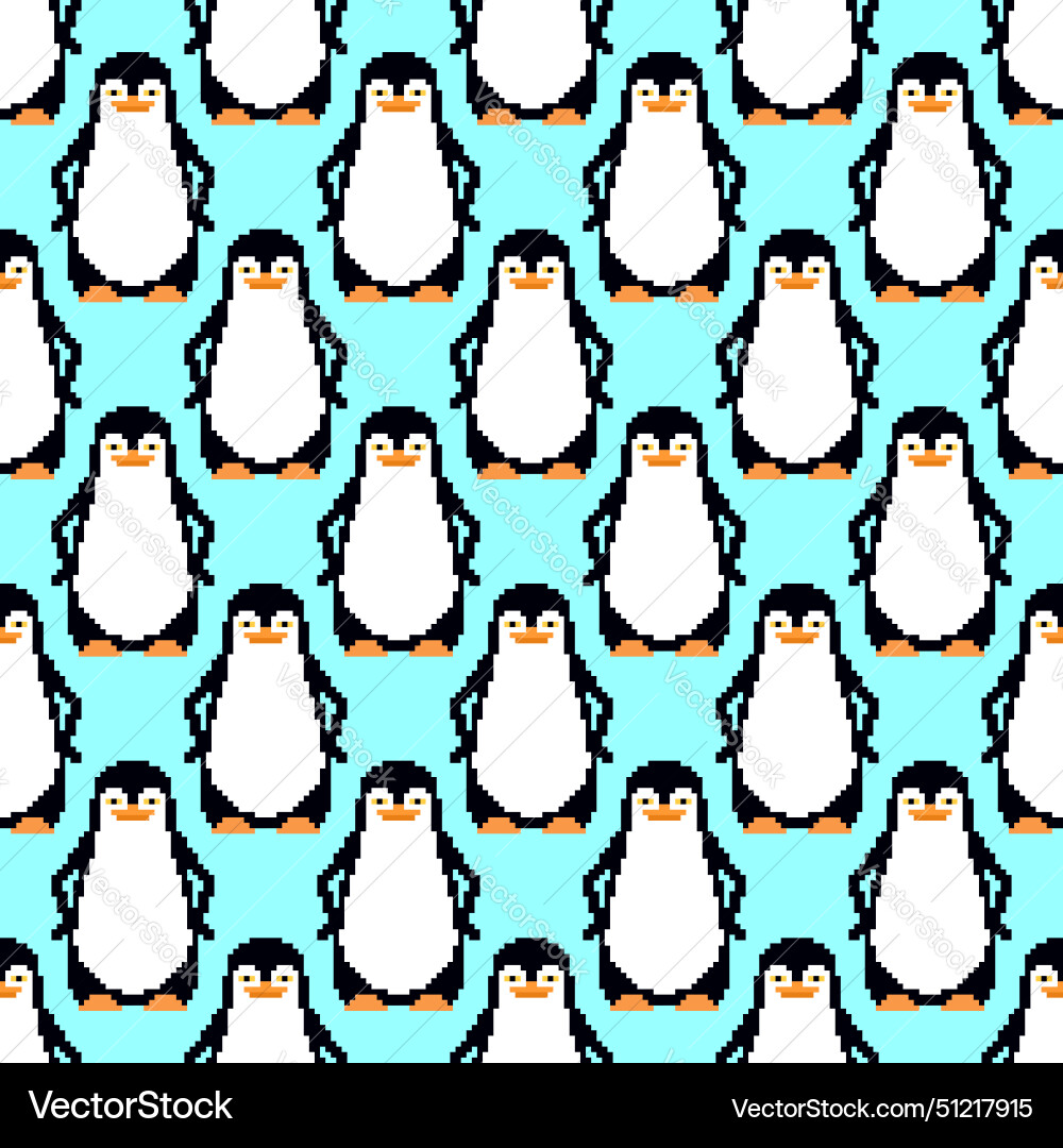 Penguin pixel art pattern seamless pixelated Penguin pixel art pattern seamless pixelated vector image