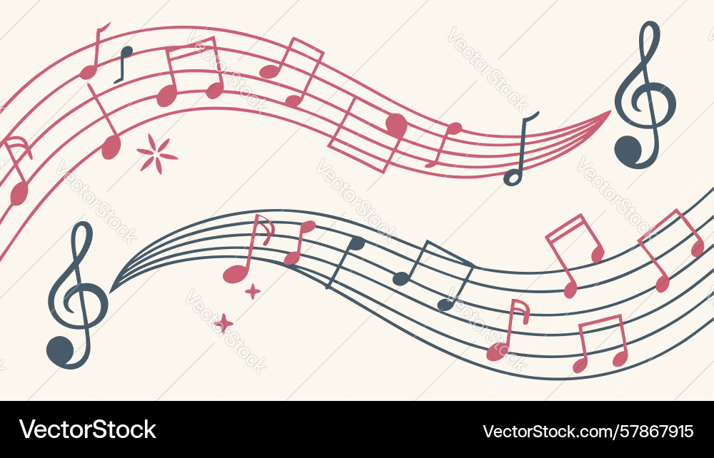 Retro music notes asterisks seamless pattern vector image