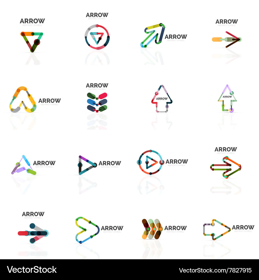 Set of linear arrow abstract logos connected Vector Image