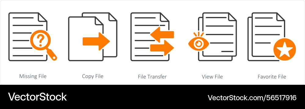 A set of 5 files icons as missing file copy vector image