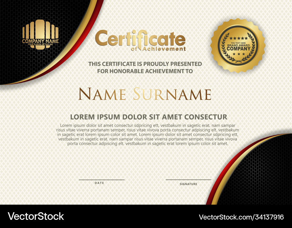 Certificate template with textured background vector image