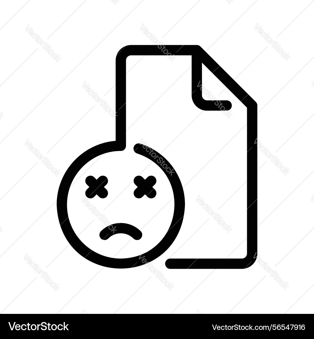 Corrupted file icon showing document with sad Vector Image