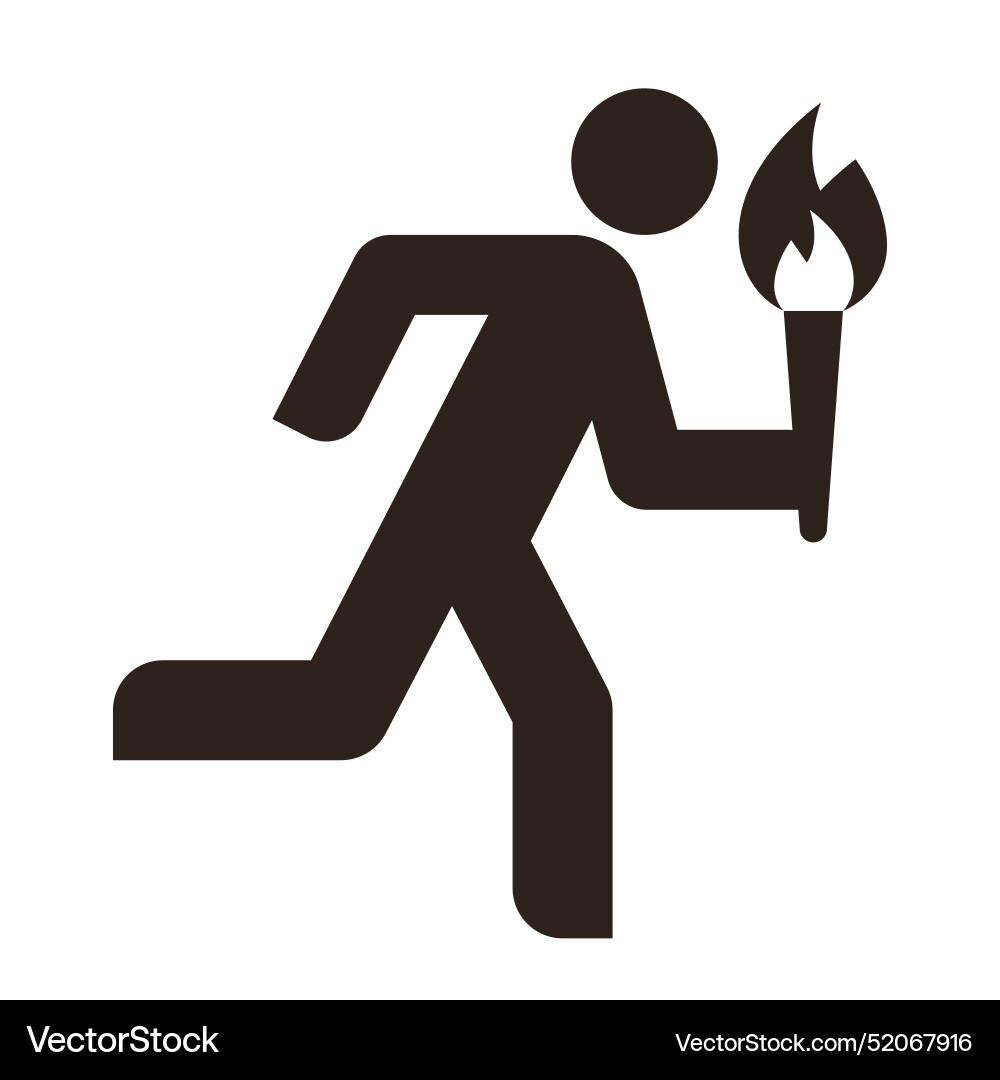 Running man with olympic torch icon torchbearer vector image