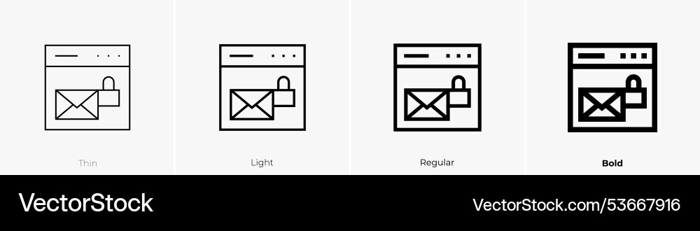 Secure icon thin light regular and bold style Secure icon thin light regular and bold style vector image