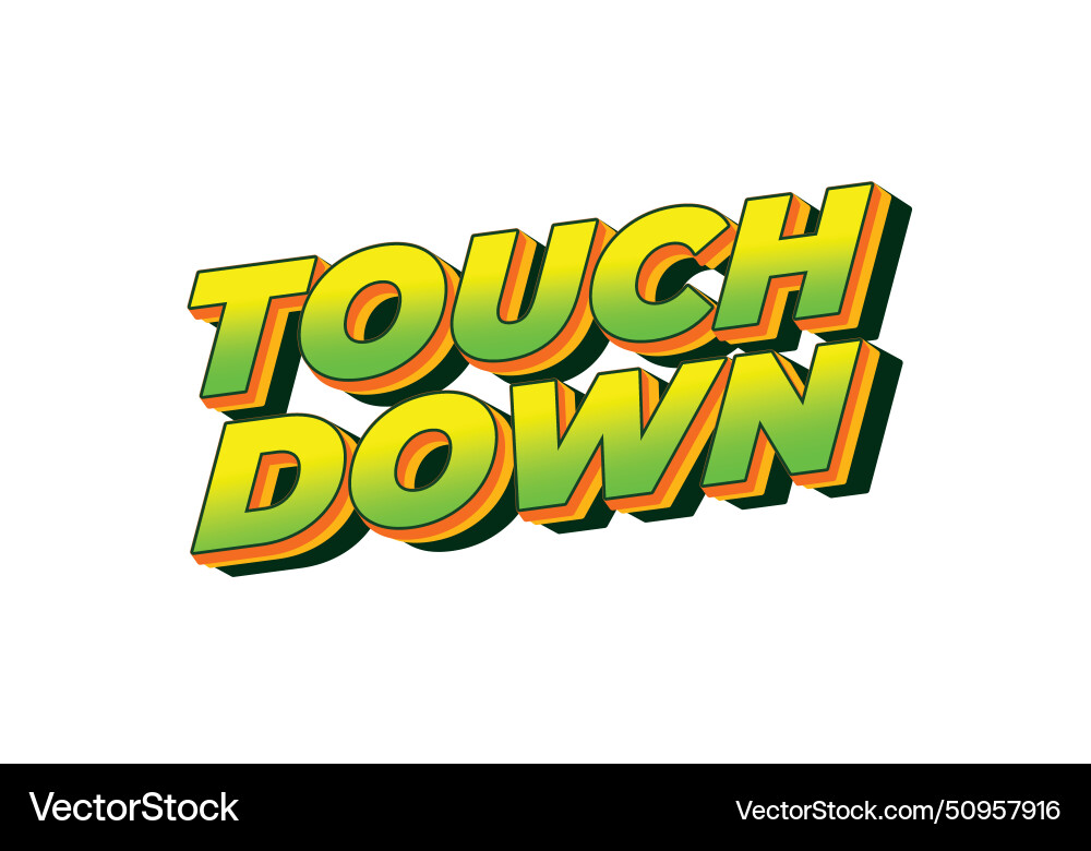 Touch-down-Text-Effekt in Augenfangfarbe Vektorbild