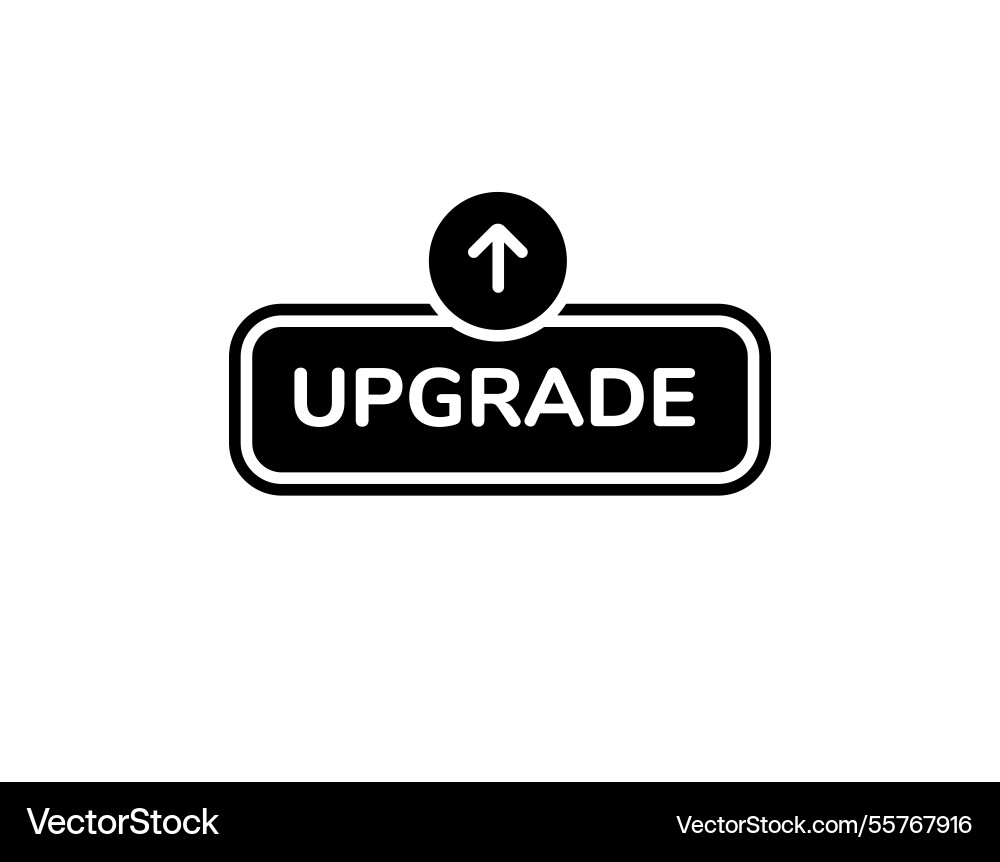 Upgrade button with arrow symbol inside a black vector image