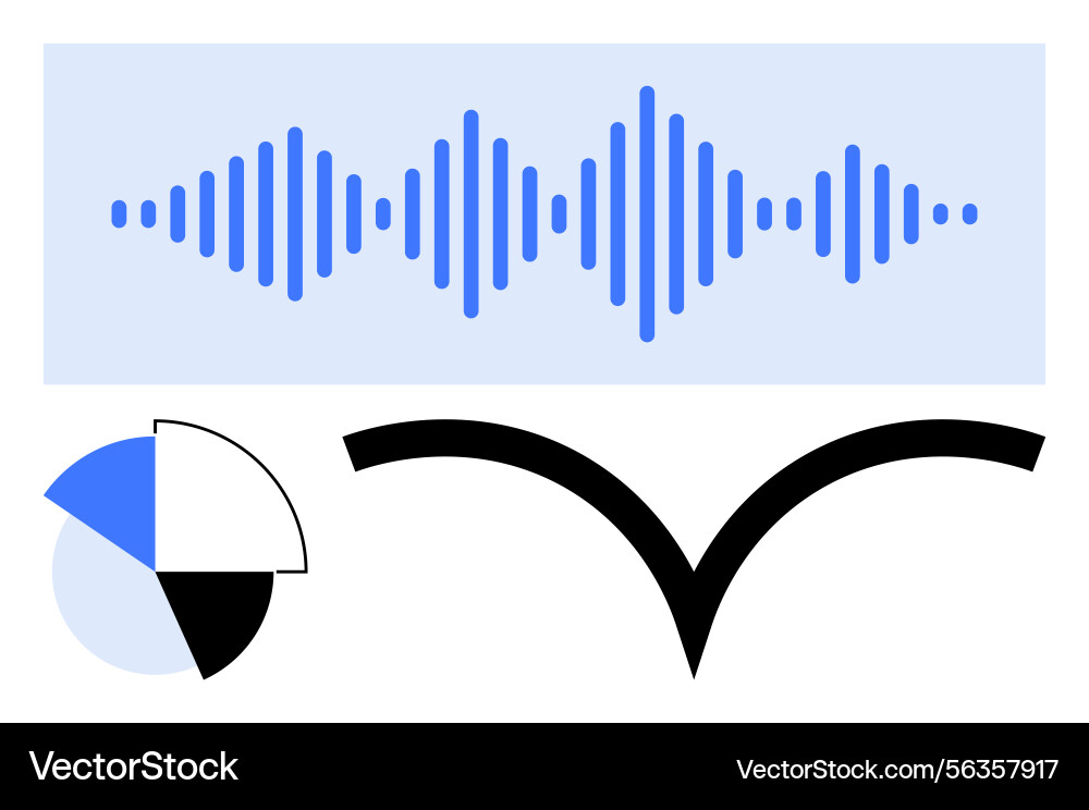 Abstract waveform circular chart and curved arc Abstract waveform circular chart and curved arc vector image