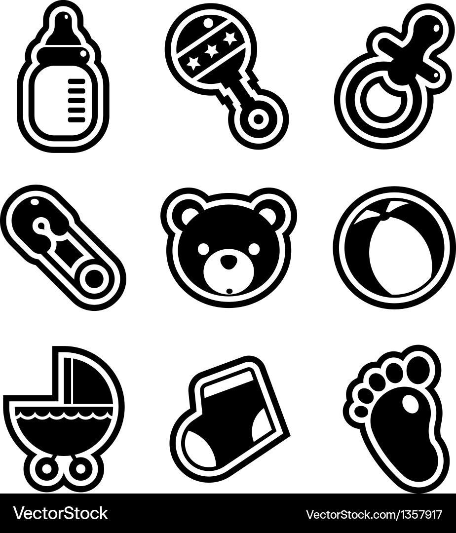 Baby Shower Icon Set – Royalty-Free Vector | VectorStock, image size:924x1080