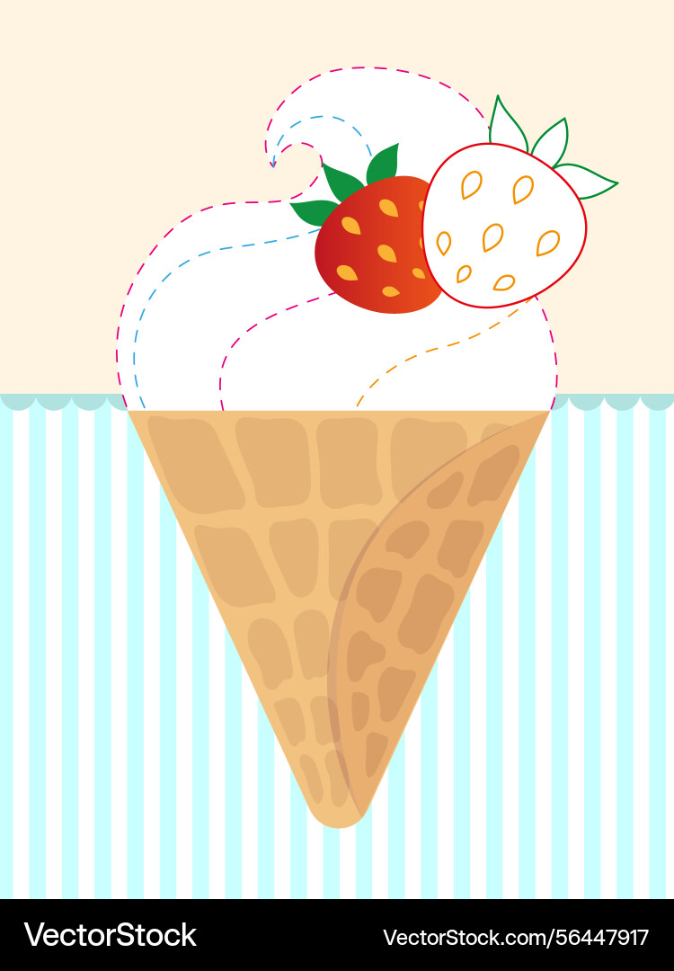 Ice Cream Trace & Color Learning Vector Image