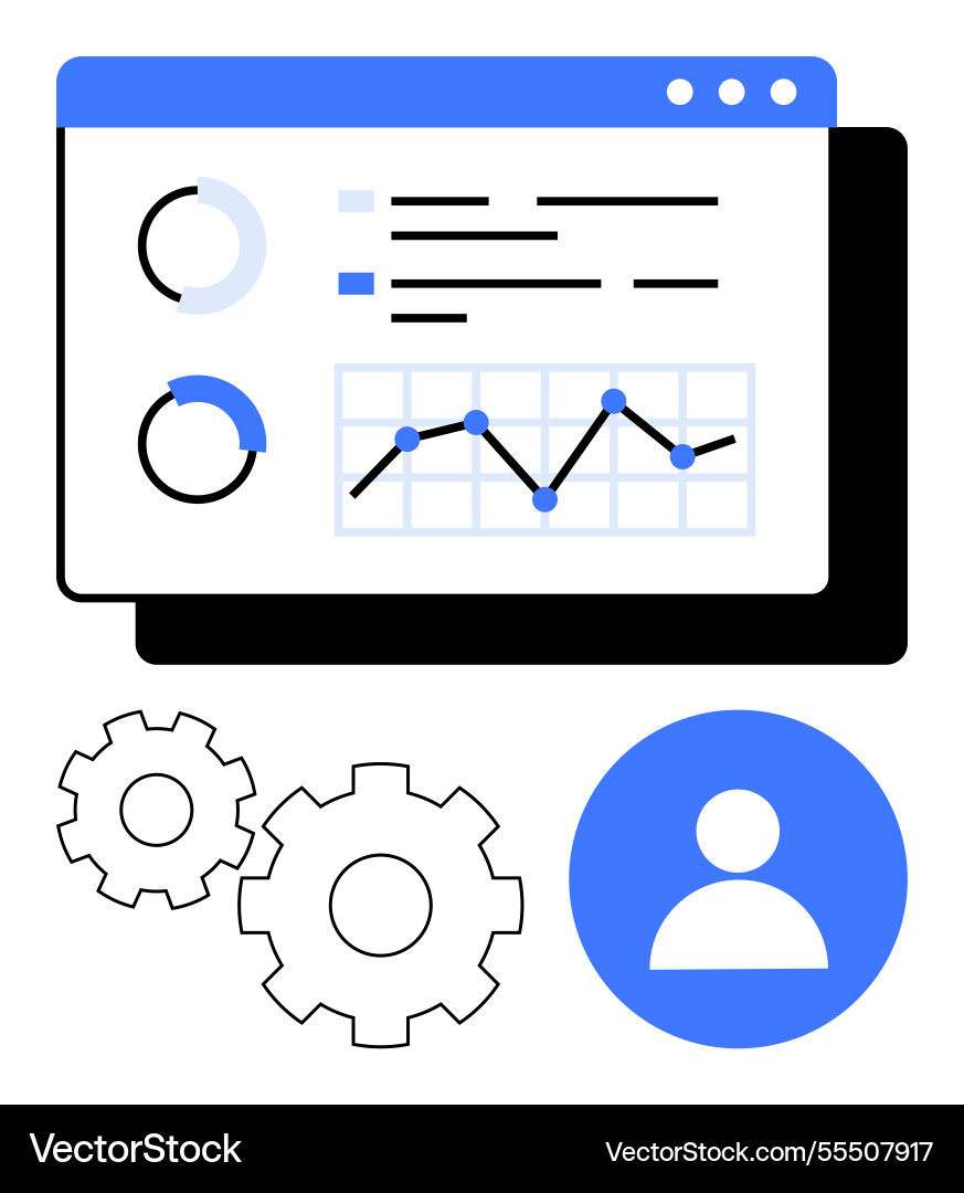 Interactive dashboard with charts and user profile Interactive dashboard with charts and user profile vector image