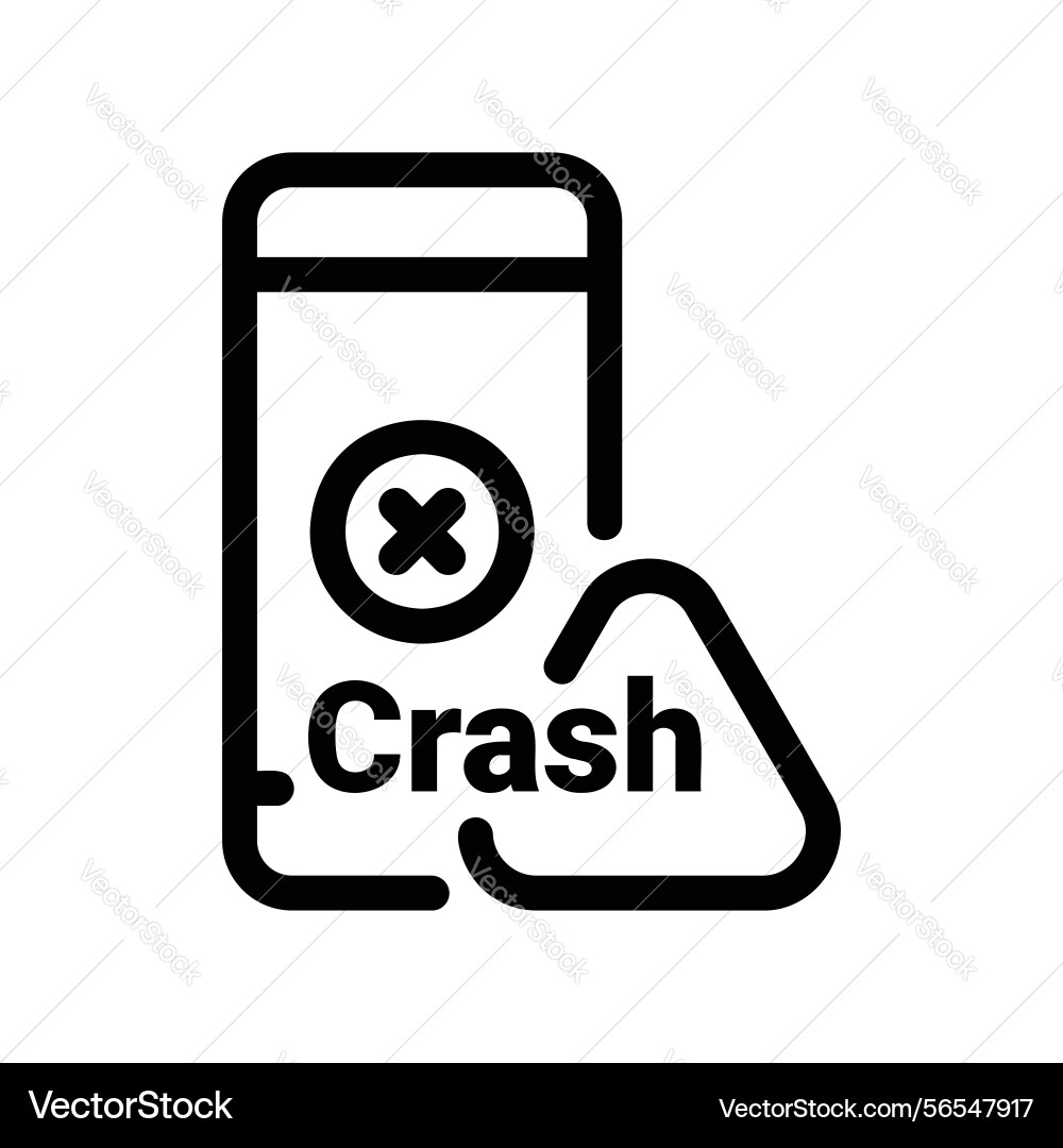 Mobile phone crash error message with warning Mobile phone crash error message with warning vector image