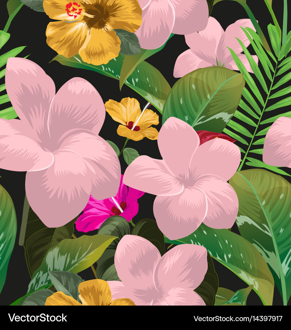 Plumeria Floral Seamless Pattern Vector Image
