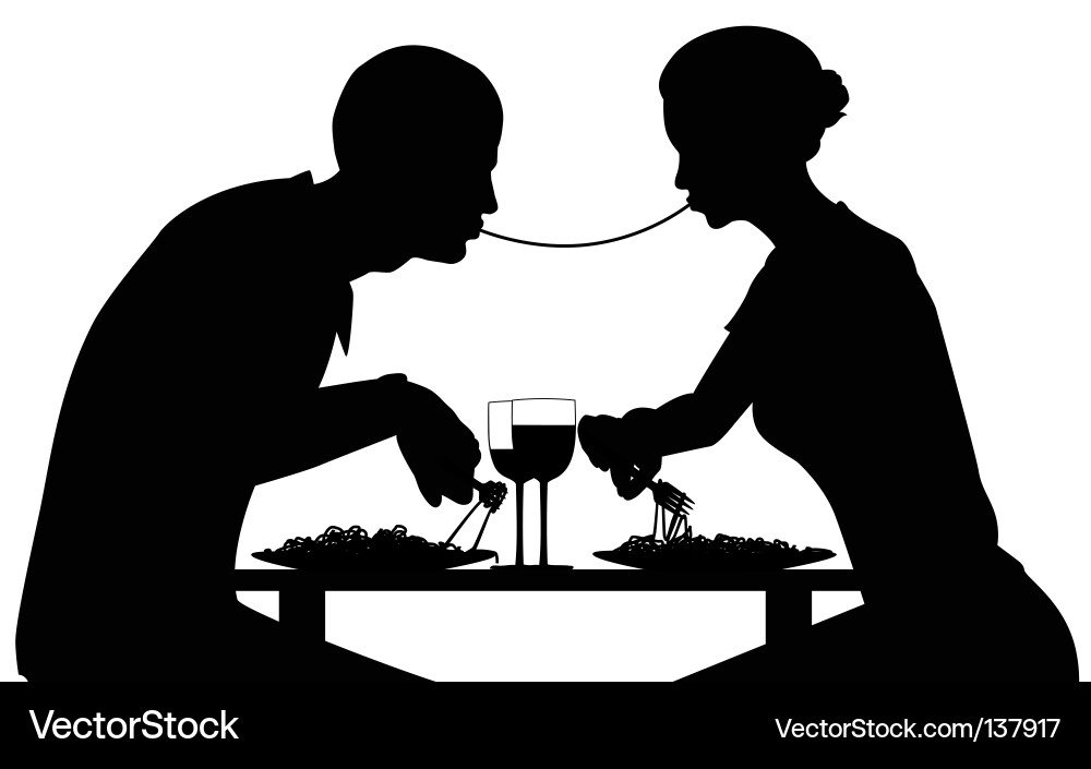 Romantic Spaghetti Dinner Vector Image