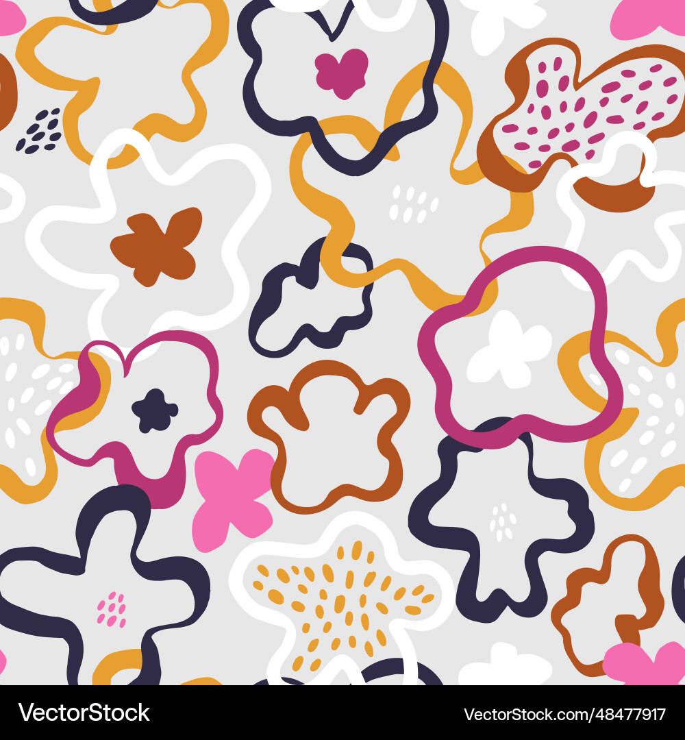 Seamless botanical texture with outline colourful Seamless botanical texture with outline colourful vector image