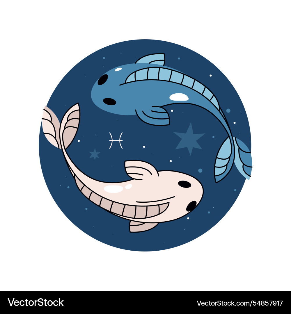 Sign of pisces in space horoscope symbol Sign of pisces in space horoscope symbol vector image