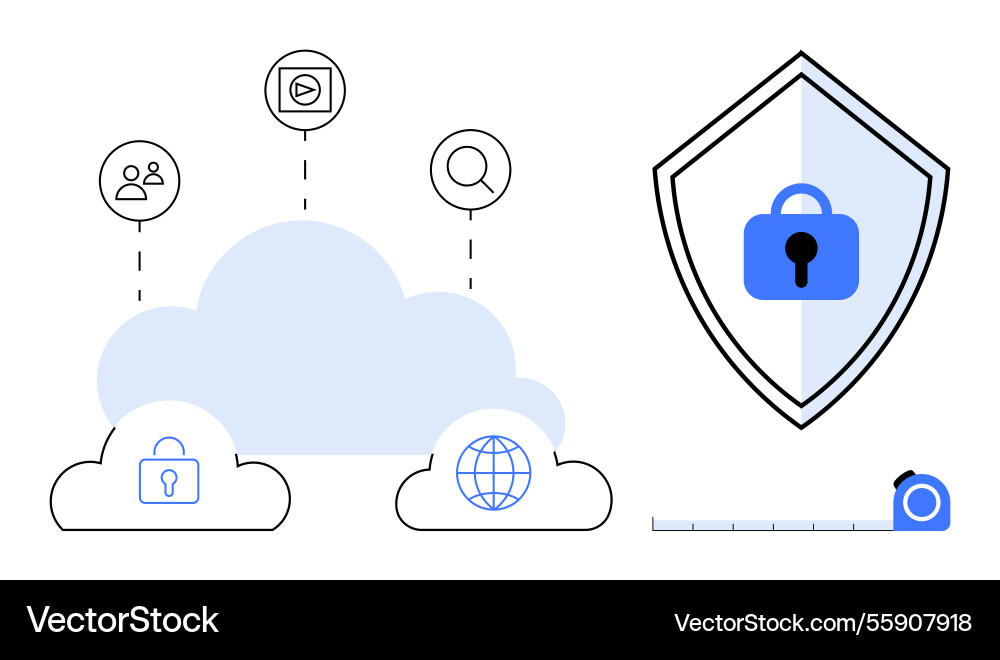 Cloud computing security with data protection vector image