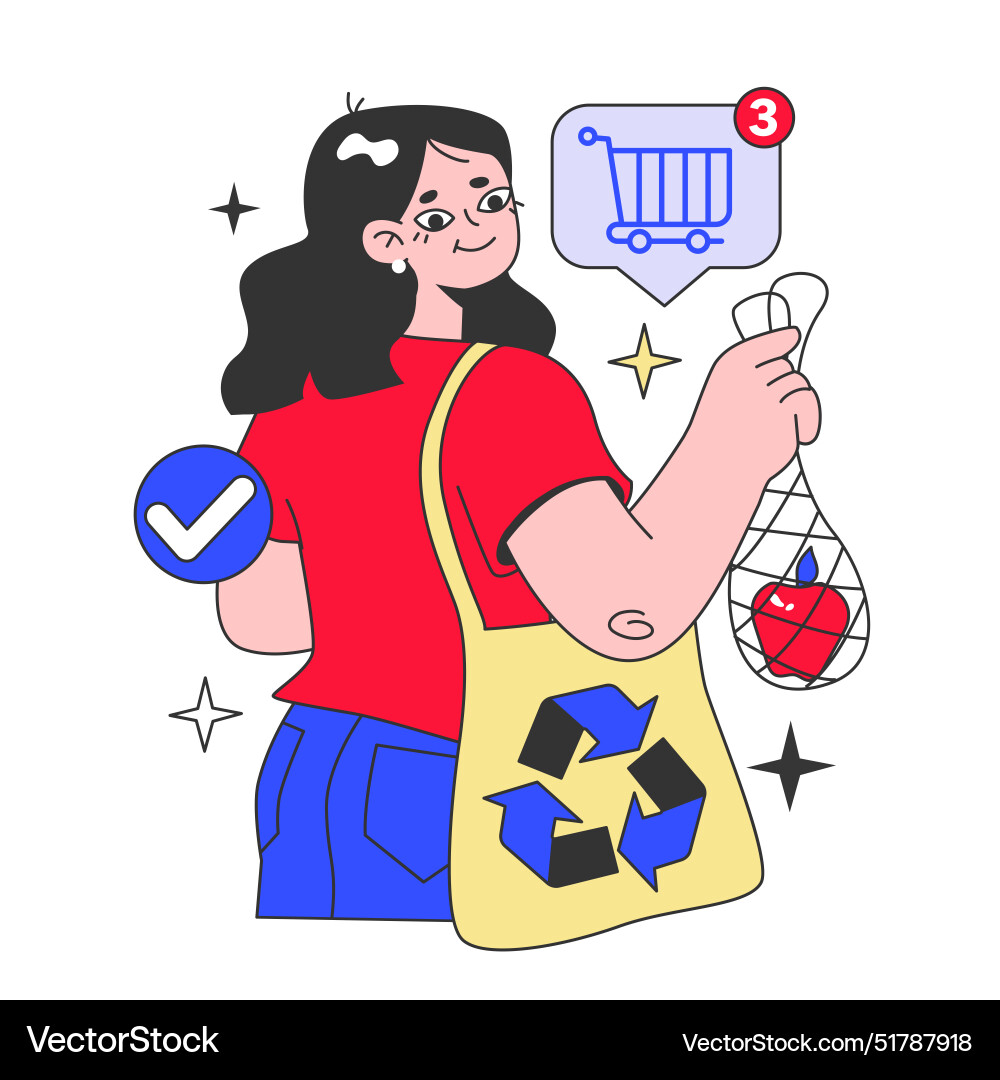 Conscious consumption consumer using reusable Vector Image
