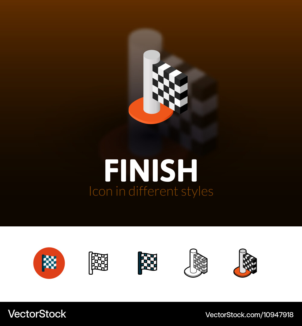 Finish icon in different style Vector Image