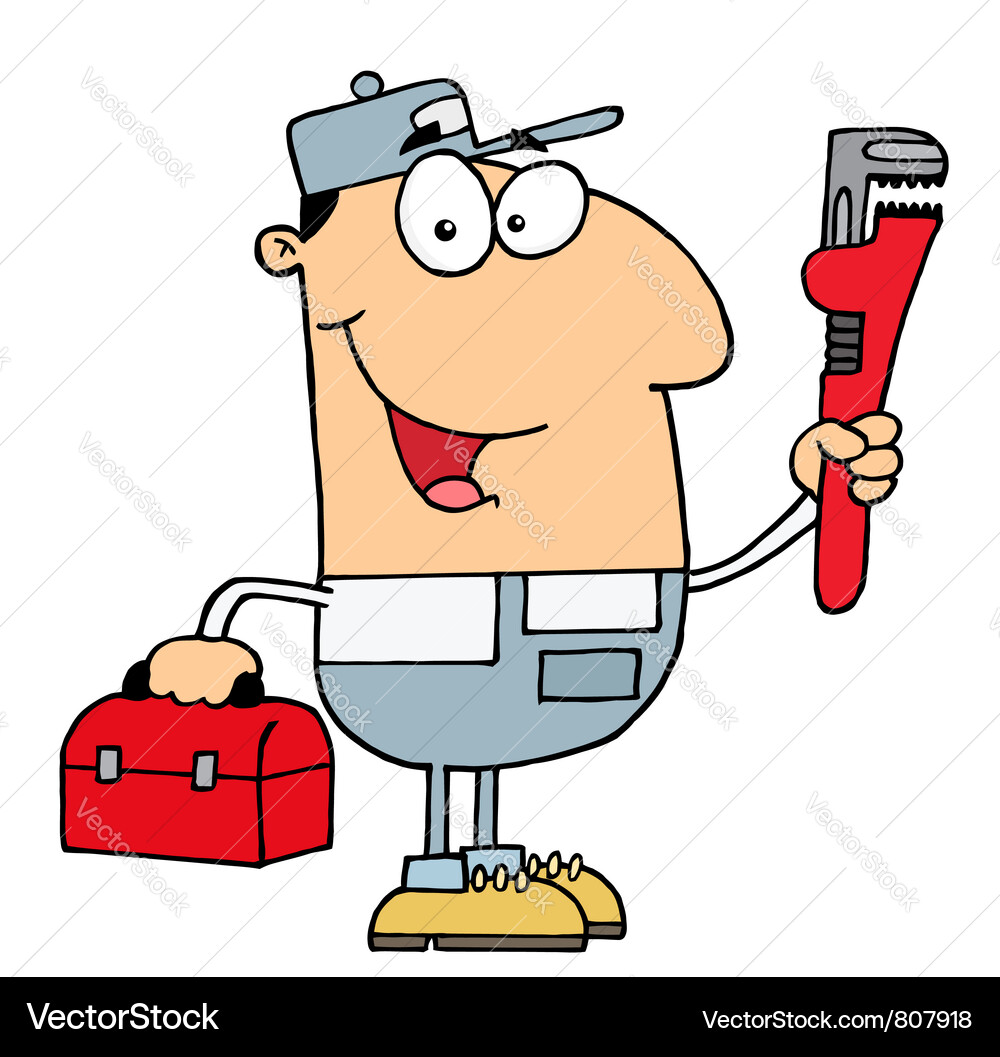 Friendly Plumber with Toolbox Vector Image