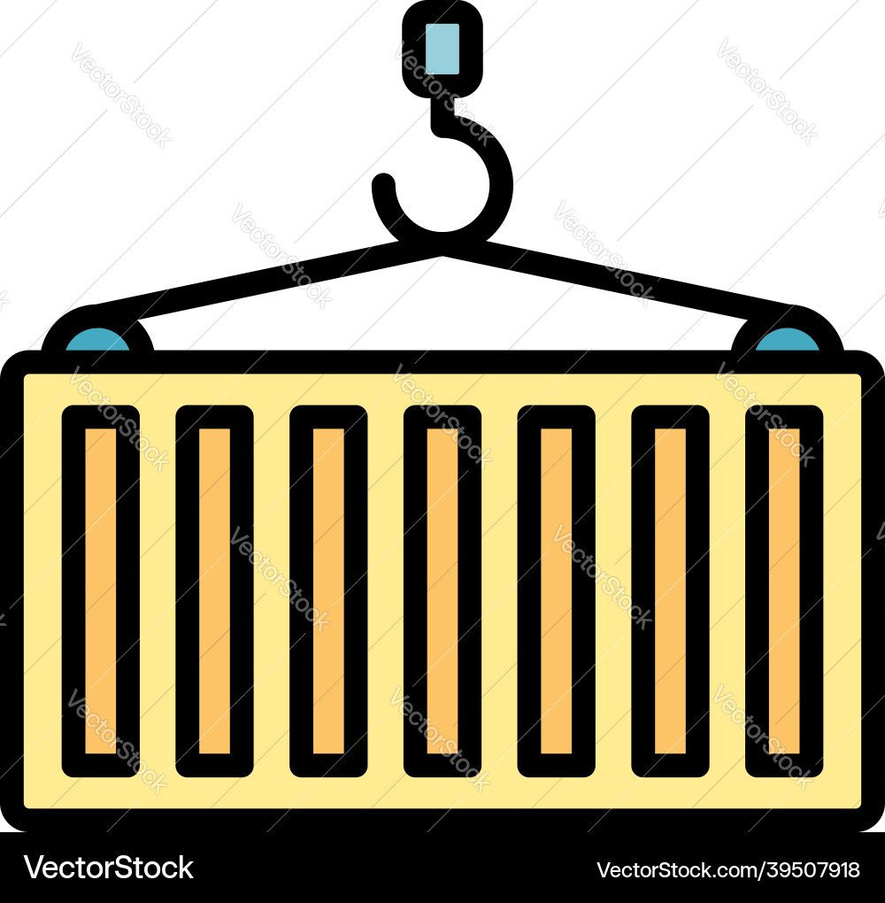 Hook crane take container icon color outline Hook crane take container icon color outline vector image