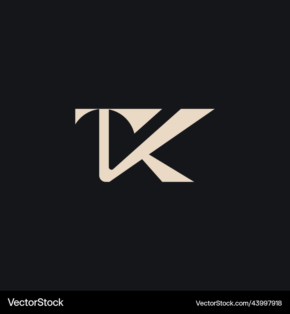 Initial based clean and minimal letter tk kt t k Initial based clean and minimal letter tk kt t k Vector Image